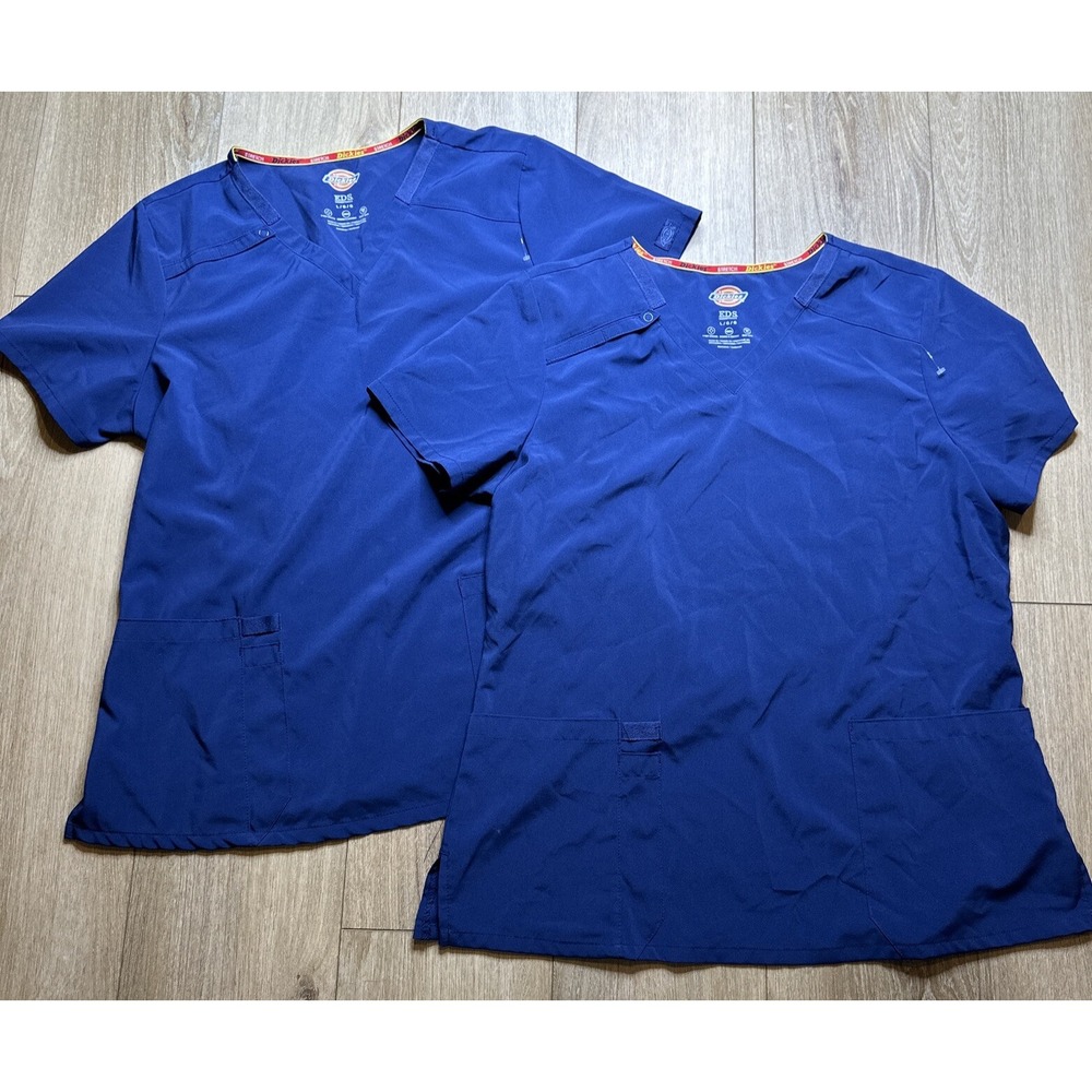 Dickies EDS Essentials Women's Scrub Tops(2 Tops) Blue* Preowned Size Large